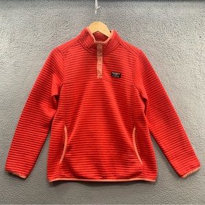 LL. Bean Men Size M Orange 1/4 Snap Ribbed Slightly Fitted Pullover Sweatshirt
